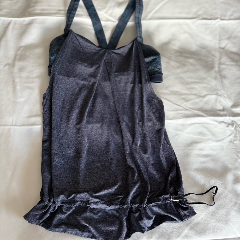Lululemon Rest Less Tank Top Women Drawcord Cinch Waist Shelf Bra Active Sz 6